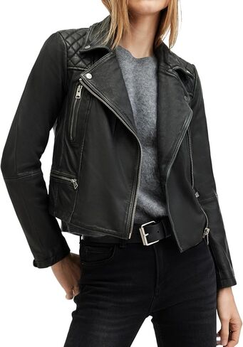 Women's Cargo Leather Biker Jacket in Saudi Arabia
