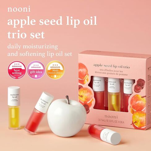 NOONI Appleseed Lip Oil Set - Appleberry Duo | with Apple Seed Oil, Lip Oil Duo, Lip Stain, Gift Sets, For Chapped and Flaky Lips in Kuwait