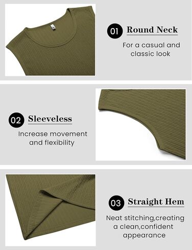 COOFANDY Mens Stretchy Tank Tops 2 Pack Sleeveless Knit Shirt Casual Tank Shitrs Wide Sleeve Army Green in Saudi Arabia