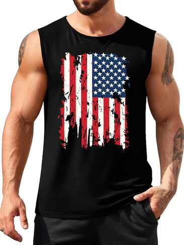 American Flag Tank Top Men 4th of July Shirts USA Print Patriotic Sleeveless Muscle Tee Tops in Kuwait