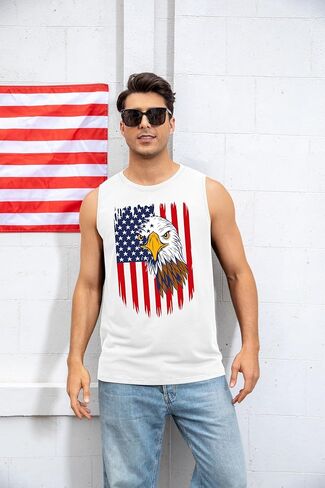American Flag Tank Top Men 4th of July Shirts USA Print Patriotic Sleeveless Muscle Tee Tops in Kuwait