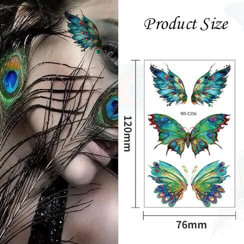 14 Sheets Glitter Butterfly Temporary Tattoos Sticker for Women Girls Eye Face Makeup Decoration, Flash Fairy Wings Body Art Shiny Butterflies Waterproof Fake Tattoos for Festival Party Eye Decor in Saudi Arabia