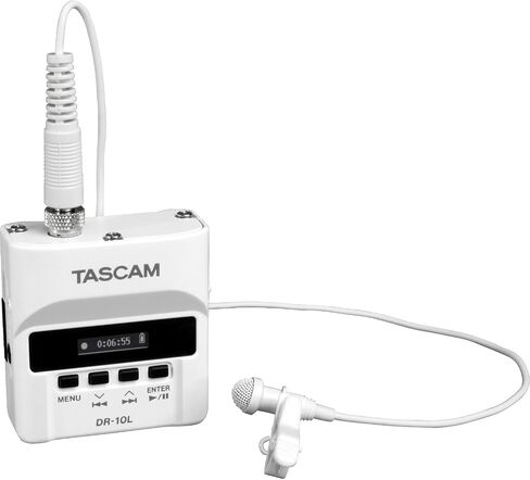 TASCAM Micro Portable Digital Audio Recorder with Lavalier Microphone, AV recording, interview recording 24-Bit/48 kHz BWAV File Format, Black (DR-10L) in Kuwait