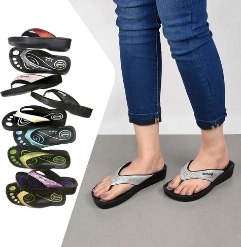 Women's Orthotic Arch Supportive Flip Flops Sandals (US 10, Grey) in Kuwait