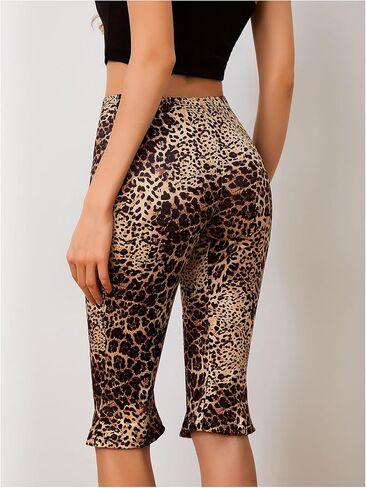 Makemechic Women’s Cheetah Print Capri Leggings High High Lister Y2K Leggings Leggings in Kuwait
