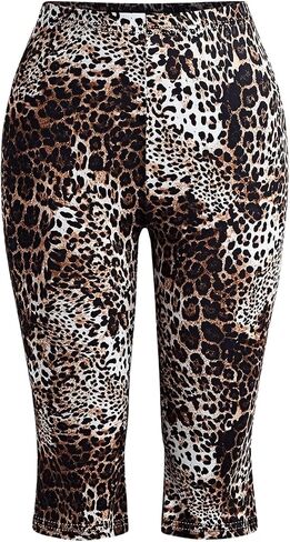 MakeMeChic Women's Cheetah Print Capri Leggings High Elastic Waist Y2K Knee Length Leggings in Saudi Arabia