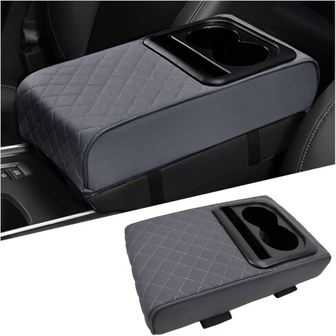 Mandark Car Center Console Armrest Pillow, Leather Memory Foam Auto Arm Rest Box Cover with Storage Bag, Waterproof Automotive Interior Elbow Protector Accessories, Universal Fit (Black) in Saudi Arabia