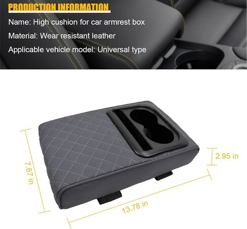Mandark Car Center Console Armrest Pillow, Leather Memory Foam Auto Arm Rest Box Cover with Storage Bag, Waterproof Automotive Interior Elbow Protector Accessories, Universal Fit (Black) in Saudi Arabia