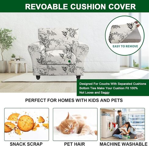 CRFATOP 2 Piece Soft Sofa Couch Cover Stretch T Cushion Armchair Slipcovers 1 Seat Chair Slip Cover with Arms Furniture Protector for Living Room Pet Dog with 1 Individual Seat Covers,(Small,A28) in Saudi Arabia
