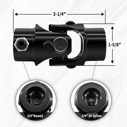 3/4 "الجولة × 3/4" -30 spline chrome stering insister insover in ins single u single ، legal leghour: 83mm (3-1/4 ") in Kuwait