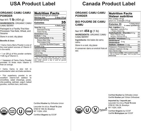 Food to Live - Organic Camu Camu Powder, 1 Pound - Non-GMO, Kosher, Raw, Vegan Superfood, Bulk, Non-Irradiated, Pure, Great for Baking and Drinks in Saudi Arabia