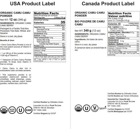 Food to Live - Organic Camu Camu Powder, 1 Pound - Non-GMO, Kosher, Raw, Vegan Superfood, Bulk, Non-Irradiated, Pure, Great for Baking and Drinks in Saudi Arabia