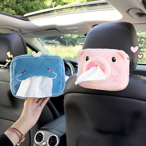 Car Backseat Tissue Holder Organizer Mount Cute Pink Pig Paper Dispenser Storage Case Universal for Cars Vehicles Headrest Armrest Dashboard Napkin Box Mask Holder (Pink) in Saudi Arabia