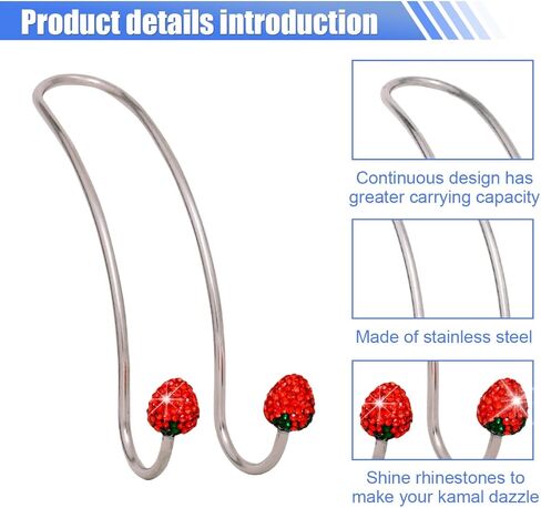 2pcs السنانير على شكل الفراولة ، شماعات ربط محفظة بلينغ ، زخارف خطافات مسند السيارة ، شماعات متينة للسيارة ، حامل عالمي لسيارات الدفع الرباعي (الوردي) in Kuwait