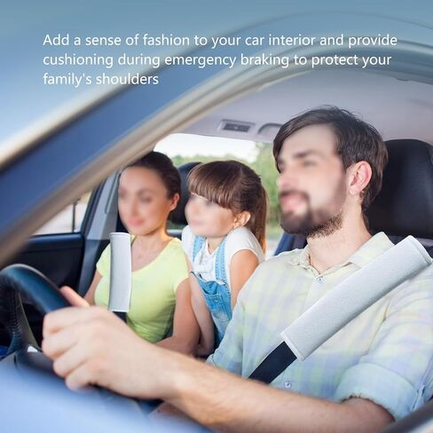 2 PCS Car Seat Strap Pads, Seat Belt Shoulder Guard, Soft Auto Seat Belt Cover, Universal for Car Truck SUV (Gray) in Saudi Arabia