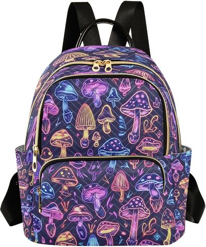 ALAZA Purple Mushrooms Mini Backpack Purse for Women Travel Bag Lightweight Shoulder Bag Fashion Daypack101 in Saudi Arabia