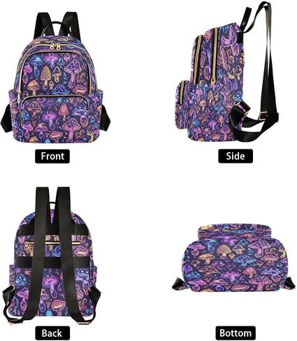 ALAZA Purple Mushrooms Mini Backpack Purse for Women Travel Bag Lightweight Shoulder Bag Fashion Daypack101 in Saudi Arabia