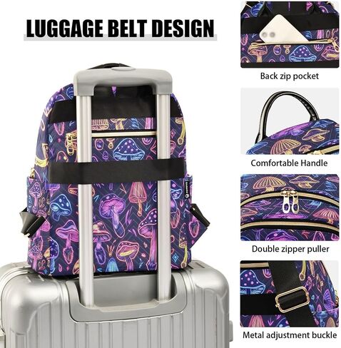 ALAZA Purple Mushrooms Mini Backpack Purse for Women Travel Bag Lightweight Shoulder Bag Fashion Daypack101 in Saudi Arabia