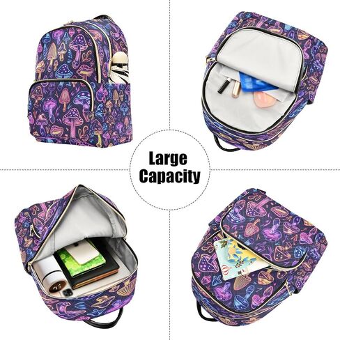 ALAZA Purple Mushrooms Mini Backpack Purse for Women Travel Bag Lightweight Shoulder Bag Fashion Daypack101 in Saudi Arabia
