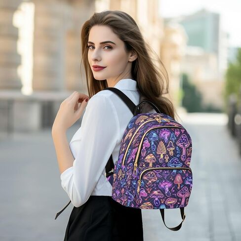ALAZA Purple Mushrooms Mini Backpack Purse for Women Travel Bag Lightweight Shoulder Bag Fashion Daypack101 in Saudi Arabia