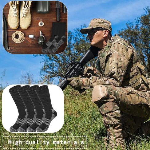 5 Pairs Mens Military Socks Army Green Hiking Sock Crew Boot Socks for Soldier Policemen Work Sports Hiking in Saudi Arabia