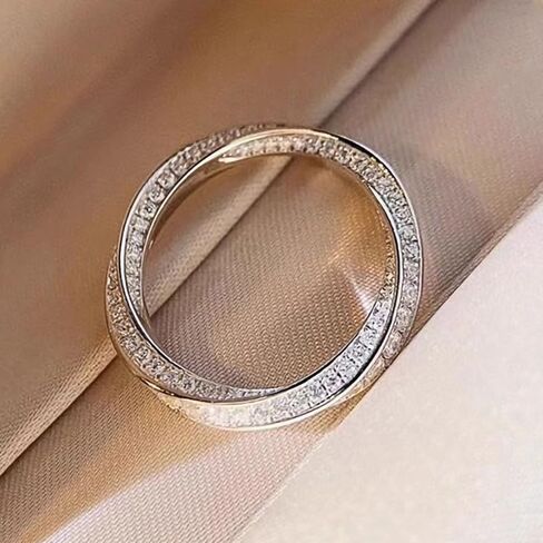 Gixaxak Moissanite Band Band Rings for Women Twisted Rings 925 Sterling Silver Rings Fcriss Cross Infinity Cubic Zirconia Beatherity Band Band Band Band Band 7 in Kuwait