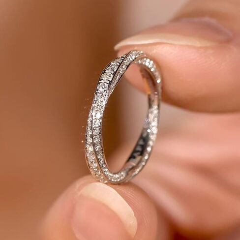 Gixaxak Moissanite Band Band Rings for Women Twisted Rings 925 Sterling Silver Rings Fcriss Cross Infinity Cubic Zirconia Beatherity Band Band Band Band Band 7 in Kuwait