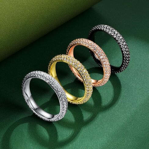 TIKJE 4 Rings Set For Women, 18k Yellow/White Gold/Rose Gold/Black Plated Rings - Cubic Zirconias Band Ring, Eternity Promise Ring For Her Engagement Ring Wedding Band Size 5-12 in Kuwait