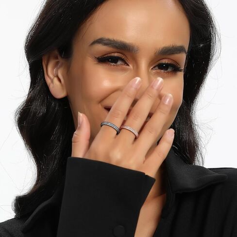 TIKJE 4 Rings Set For Women, 18k Yellow/White Gold/Rose Gold/Black Plated Rings - Cubic Zirconias Band Ring, Eternity Promise Ring For Her Engagement Ring Wedding Band Size 5-12 in Kuwait