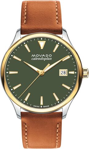 Movado Heritage Series Calendoplan Men's Watch - Swiss Quartz Movement, Leather Strap - 3 ATM Water Resistance - Classic, Luxury Fashion Timepiece for Him - 40mm in Saudi Arabia