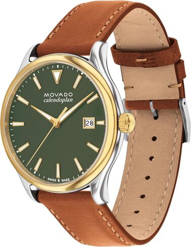 Movado Heritage Series Calendoplan Men's Watch - Swiss Quartz Movement, Leather Strap - 3 ATM Water Resistance - Classic, Luxury Fashion Timepiece for Him - 40mm in Saudi Arabia