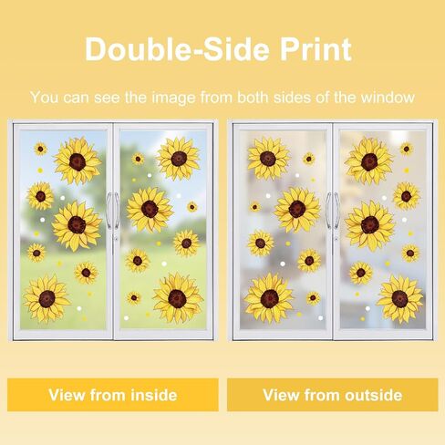 Floral Window Clings Sunflower Window Decals Reusable Anti-Collision Summer PVC Stickers for Home Glass Mirror Decoration, 11.5 x 8.3 Inch, 9 Sheet in Saudi Arabia