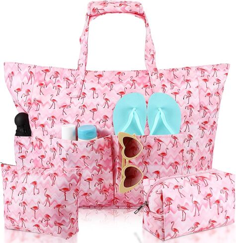 Abbylike 3 Pack Large Beach Bag Set Sandproof Waterproof Beach Tote Bag with Zipper, Birthday Gifts for Pool Gym Travel in Saudi Arabia