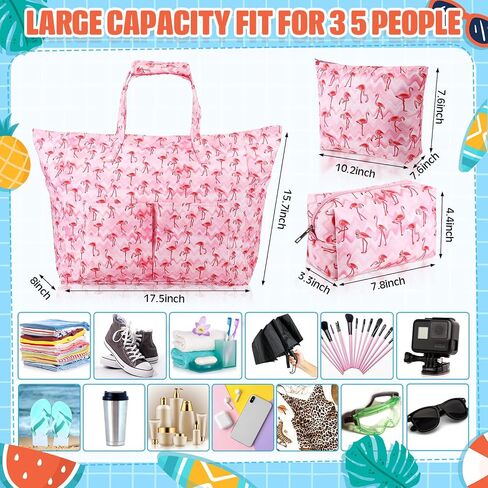 Abbylike 3 Pack Large Beach Bag Set Sandproof Waterproof Beach Tote Bag with Zipper, Birthday Gifts for Pool Gym Travel in Saudi Arabia