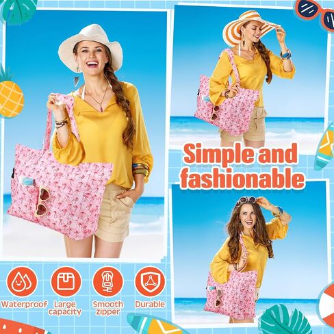 Abbylike 3 Pack Large Beach Bag Set Sandproof Waterproof Beach Tote Bag with Zipper, Birthday Gifts for Pool Gym Travel in Saudi Arabia