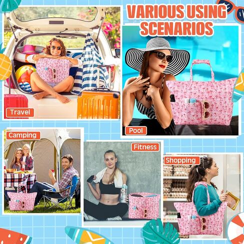 Abbylike 3 Pack Large Beach Bag Set Sandproof Waterproof Beach Tote Bag with Zipper, Birthday Gifts for Pool Gym Travel in Saudi Arabia