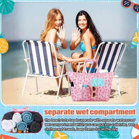 Abbylike 3 Pack Large Beach Bag Set Sandproof Waterproof Beach Tote Bag with Zipper, Birthday Gifts for Pool Gym Travel in Saudi Arabia