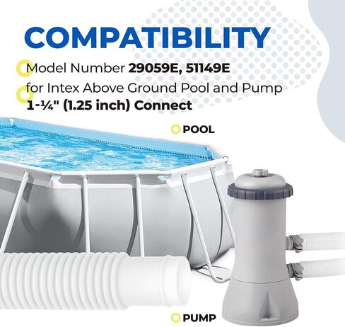 خرطوم بديل لمضخة حمام السباحة لانتيكس - ملحق بقطر 1.25 انش وطول 59 انش (عبوة من قطعتين) in Kuwait