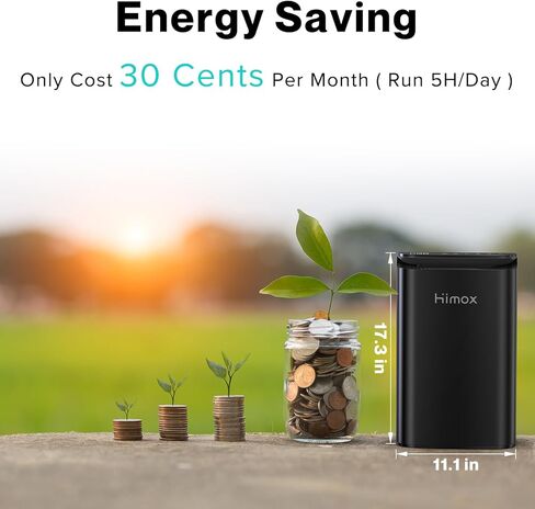 أجهزة تنقية الهواء من HIMOX للمنزل وغرفة كبيرة تغطي 1200 قدم مربع H13 فلتر HEPA للحساسية وغرفة نوم الحيوانات الأليفة مع شاشة رقمية PM 1.0، وإزالة 99.97% من رائحة غبار حبوب اللقاح والدخان إلى 0.1 ميكرون 20 ديسيبل، H04 in Kuwait