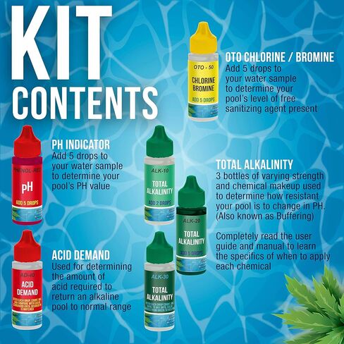 U.S. Pool Supply Swimming Pool & Spa Test Kit Refill Solutions, Test Water for pH, Chlorine and Bromine in Kuwait