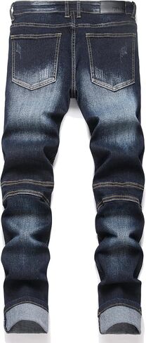 Men's Distressed Ripped Slim Fit Denim Jeans Pants in Saudi Arabia