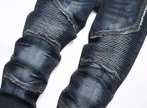 Men's Distressed Ripped Slim Fit Denim Jeans Pants in Saudi Arabia