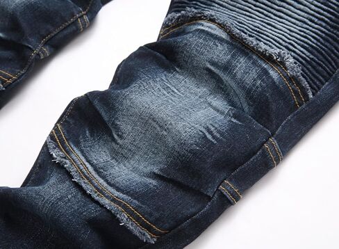Men's Distressed Ripped Slim Fit Denim Jeans Pants in Saudi Arabia