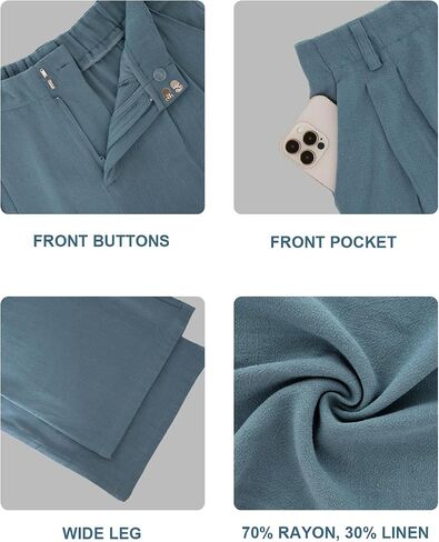 ANRILITA Linen Pants for Women High Waist Casual Flowy Pant Summer Wide Leg Trousers with Pocket in Saudi Arabia