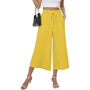 Czyinxian Womens Flowy Wide Leg Pants عرضية صيف شاطئية مرنة النطاقات