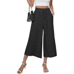 CZYINXIAN Womens Flowy Wide Leg Pants Casual Summer Beach Elastic Waist Trousers Trendy Business Work Pants with Pockets in Kuwait