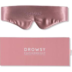 Drowsy Featherweight Silk Sleep Mask – Luxury Blackout Eye Mask for Sleeping & Travel, 100% Mulberry Silk, Lightweight Comfort, Adjustable Strap, Protects Skin & Hair - Damask Rose