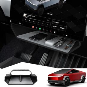 Under Screen Storage Box with Anti-Slip Silicone Lining Compatible with Tesla Cybertruck 2024, Center Console Organizer for Cybertruck Accessories