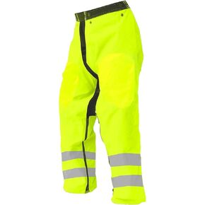 FORESTER EZ-Zip Wrap Around Chainsaw Chaps - 360 Degree Below The Knee Protection - Adjustable Belt Chain Saw Chaps for Men or Women - Full Wrap Zipper Chainsaw Pants (37in, Safety Green)