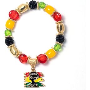 coadipress Juneteenth Africa Bracelet for Women Colorful Africa Map Heart Beaded Stackable Bracelet Afro Power Fist Charm Bracelets 1865 June Nineteenth Accessories Jewelry